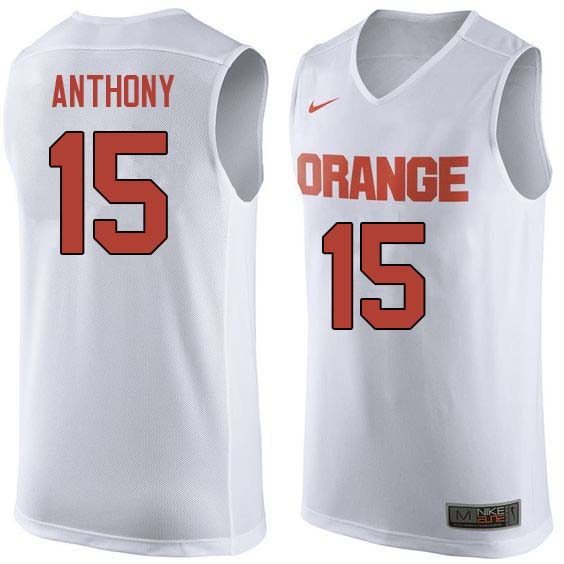 Men #15 Carmelo Anthony Syracuse White College Basketball Jerseys Sale-White
